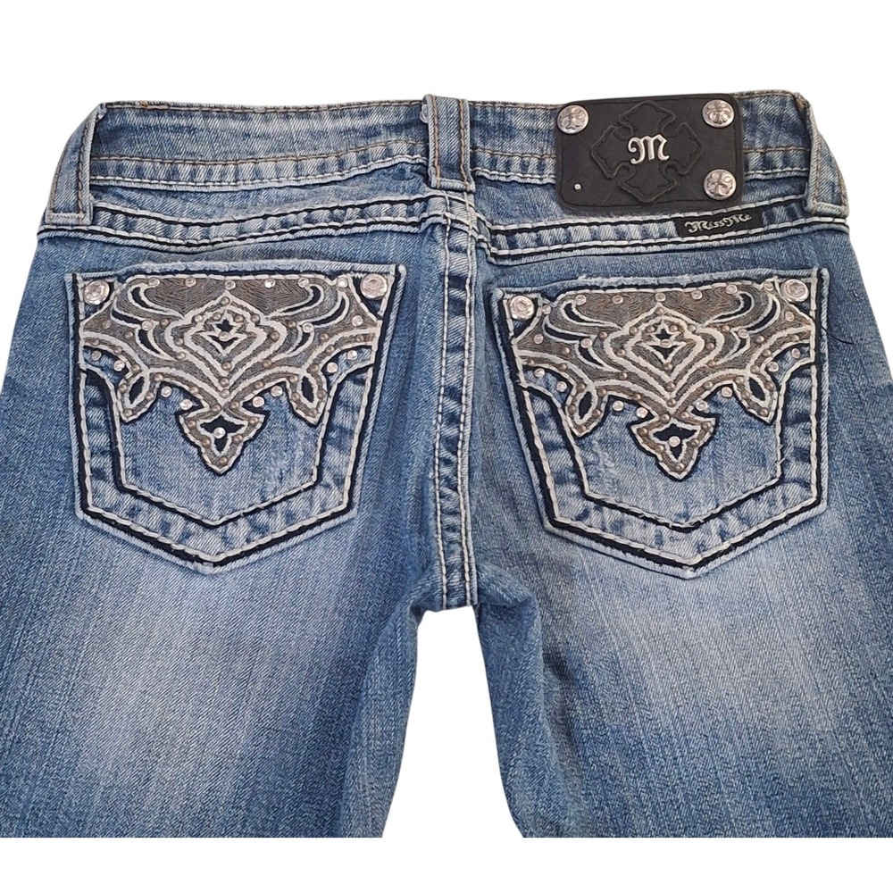 Miss‎ Me Bootcut Jeans Women's 25* Vintage Distressed Rhinestone Low Rise